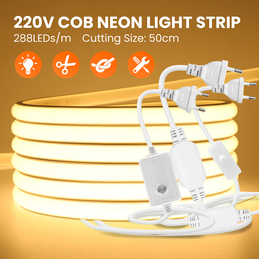 Led Plant Light Strip - 220V Dimmable COB LED Switch Neon