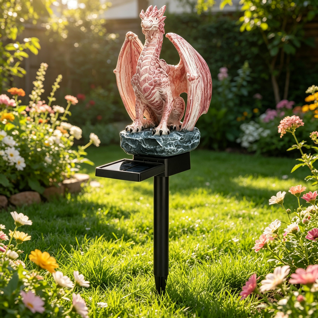 Smart Garden Light Camera - Solar Powered Dragon Garden Statue Light
