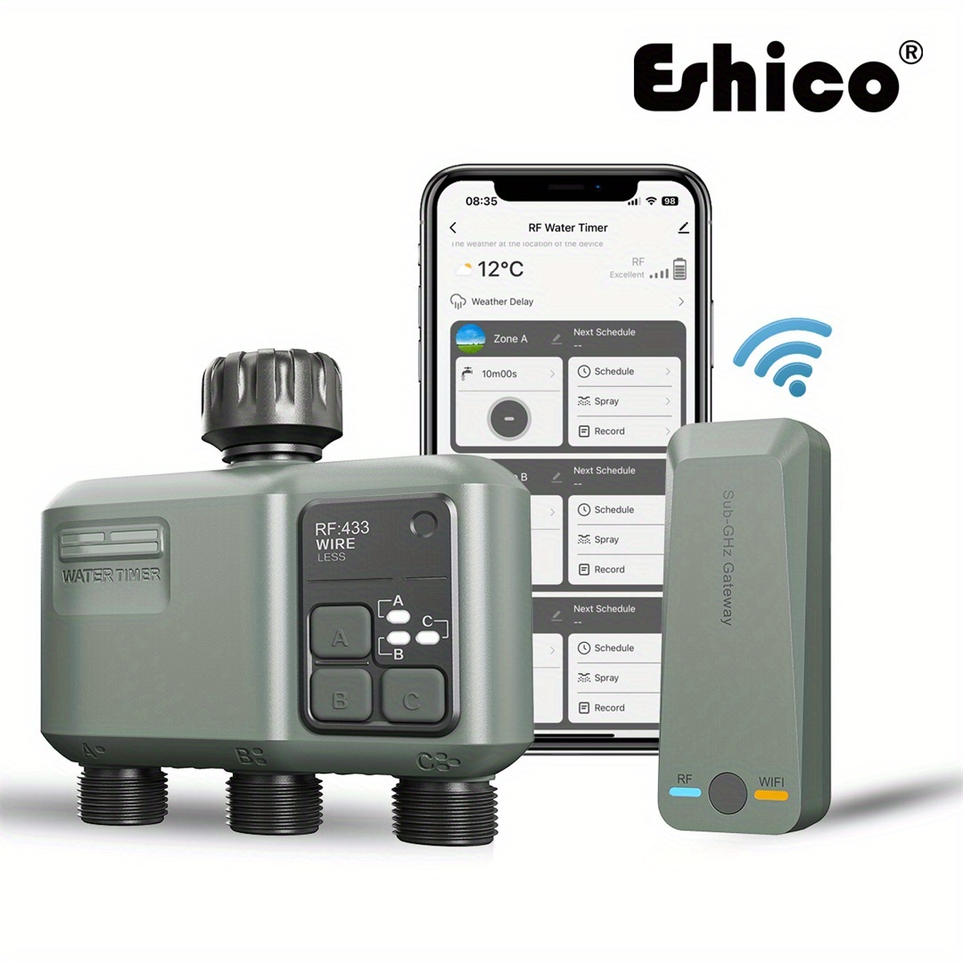 Smart Garden Tap Timer - Eshico Smart Sprinkler Timer: 3-Zone RF433