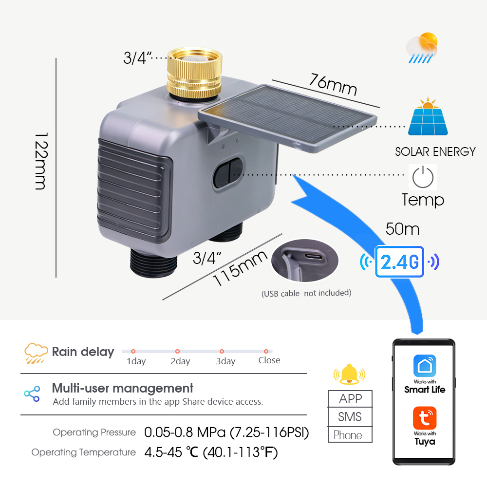 Tuay Smart Solar 2-Zone Wateri – обзор и цена Smart Garden Tap Timer