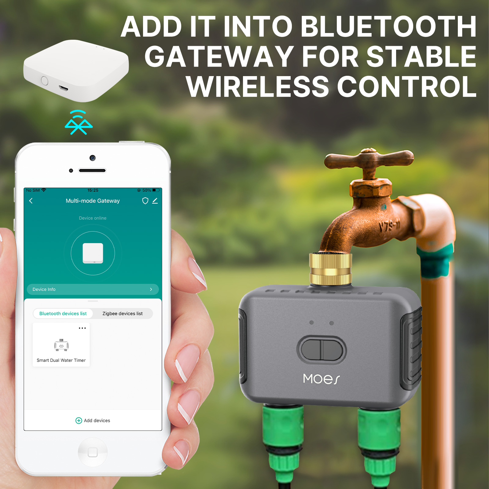 MOES Bluetooth Smart 2-Way Wat – обзор и цена Smart Garden Tap Timer